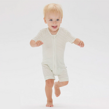 Load image into Gallery viewer, Day or Night Onesie Short Sleeve | Sage Stripe