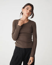 Load image into Gallery viewer, Devon Long Sleeve Rib Tee | Chocolate