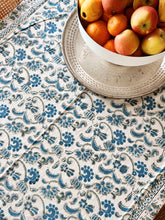 Load image into Gallery viewer, Block Printed Cotton Tablecloth | Green &amp; Blue
