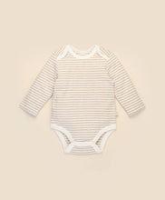 Load image into Gallery viewer, Organic Cotton Long Sleeve Bodysuit | Oat Stripes