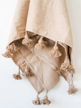 Load image into Gallery viewer, Moroccan Pom Pom Throw Blanket | Caramel 250x150cm