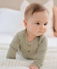 Load image into Gallery viewer, Organic Cotton Waffle Long Sleeve Bodysuit | Sage Green