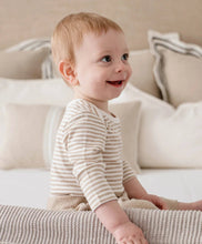Load image into Gallery viewer, Organic Cotton Long Sleeve Bodysuit | Oat Stripes