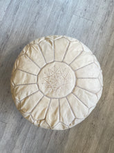 Load image into Gallery viewer, Moroccan Leather Pouffe | Ivory