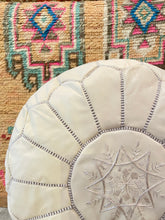 Load image into Gallery viewer, Moroccan Leather Pouffe | Ivory