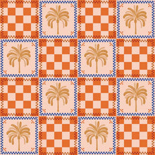 Load image into Gallery viewer, Dahlia Shower Cap | Orange Palm Check (Larger Size)