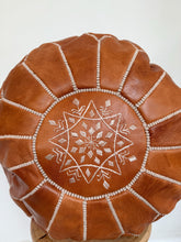 Load image into Gallery viewer, Moroccan Leather Pouffe | Natural Tan