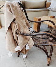 Load image into Gallery viewer, Moroccan Pom Pom Throw Blanket | Caramel 250x150cm