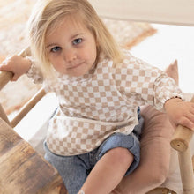 Load image into Gallery viewer, Messy Bib | Neutral Grid