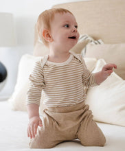 Load image into Gallery viewer, Organic Cotton Long Sleeve Bodysuit | Oat Stripes
