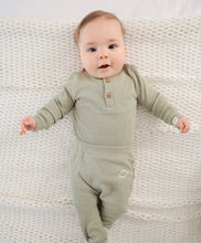 Load image into Gallery viewer, Organic Cotton Waffle Long Sleeve Bodysuit | Sage Green