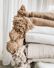 Load image into Gallery viewer, Moroccan Pom Pom Throw Blanket | Caramel 250x150cm