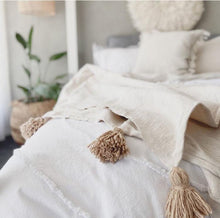 Load image into Gallery viewer, Moroccan Pom Pom Throw Blanket | Beige 250x150cm