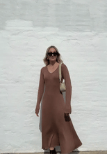 Load image into Gallery viewer, Tanya V-Neck Ribbed Maxi Dress | Café au Lait