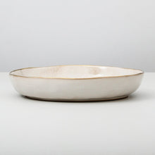 Load image into Gallery viewer, hand glazed ariel salad bowl with gold rim
