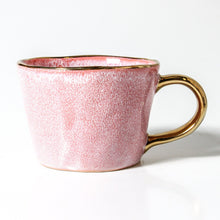 Load image into Gallery viewer, hand glazed mug with gold rim and handle