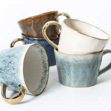 Load image into Gallery viewer, hand glazed mug with gold rim and handle
