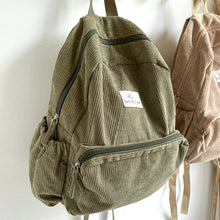 Load image into Gallery viewer, corduroy junior backpack khaki