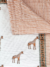 Load image into Gallery viewer, cotton filled giraffe cot quilt
