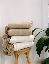 Load image into Gallery viewer, Moroccan Tassel Throw | Ivory & Caramel  180 x 150cm