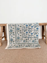 Load image into Gallery viewer, Block Printed Cotton Tablecloth | Green &amp; Blue 
