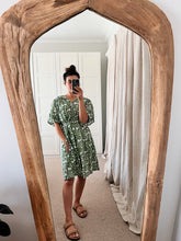 Load image into Gallery viewer, Shadow Floral Cotton Dress | Green
