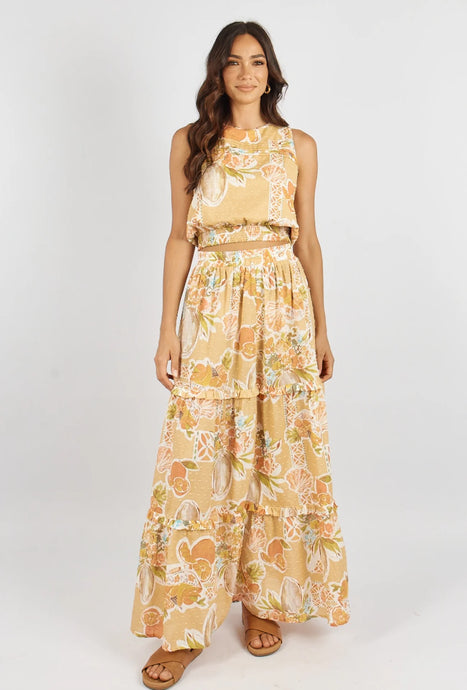 ELIO MAXI SKIRT - TROPICAL PRINT Girl and the Sun