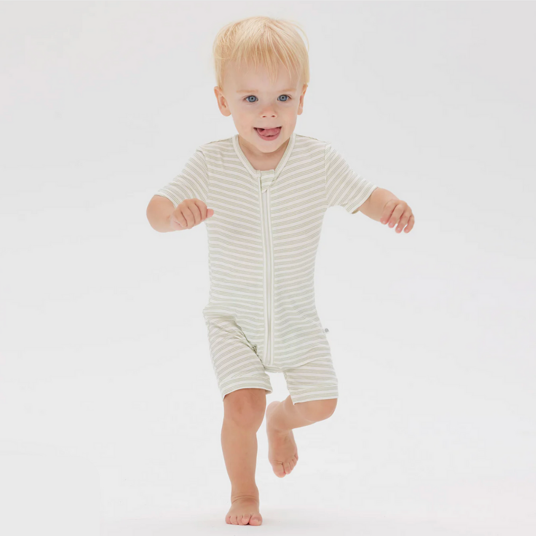 Day or Night Onesie Short Sleeve | Sage Stripe