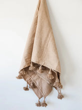 Load image into Gallery viewer, Moroccan Pom Pom Throw Blanket | Caramel 250x150cm
