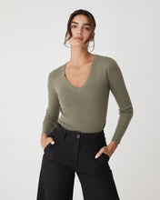 Load image into Gallery viewer, Vicky V-neck Knit | Olive Leaf
