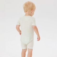Load image into Gallery viewer, Day or Night Onesie Short Sleeve | Sage Stripe
