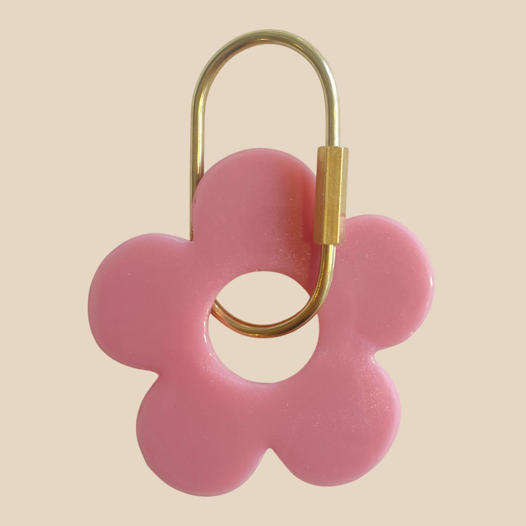 Handmade Daisy Keyring | Pink