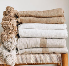 Load image into Gallery viewer, Moroccan Pom Pom Throw Blanket | Caramel 250x150cm
