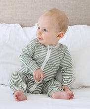Load image into Gallery viewer, Organic Cotton Growsuit | Forest Green Stripes

