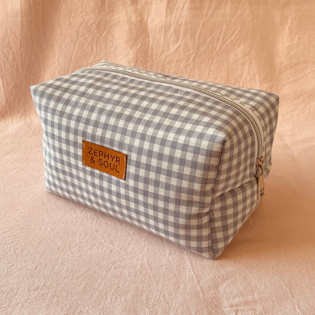 Makeup Bag | Blue Gingham