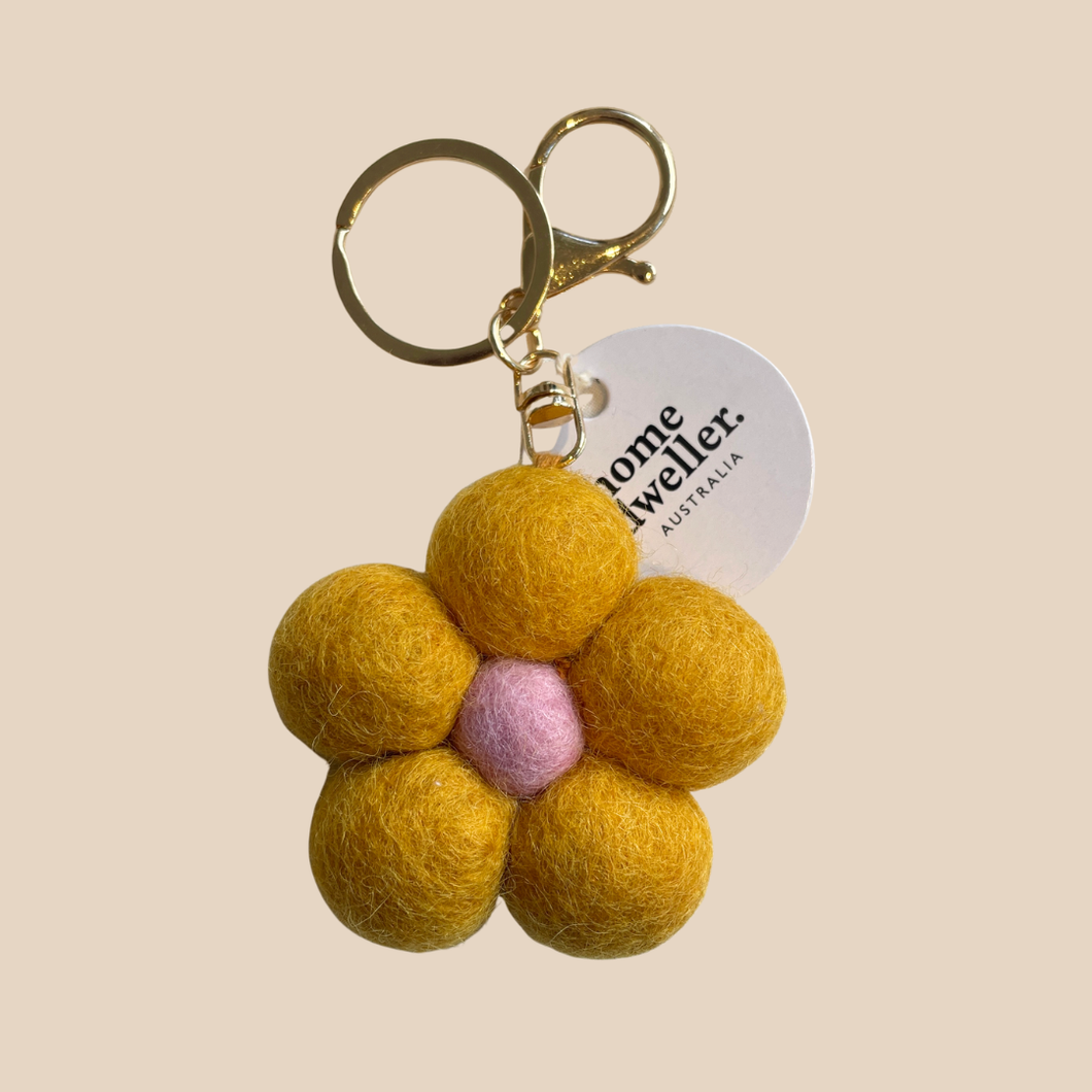 Felt Flower Keychain | Yellow