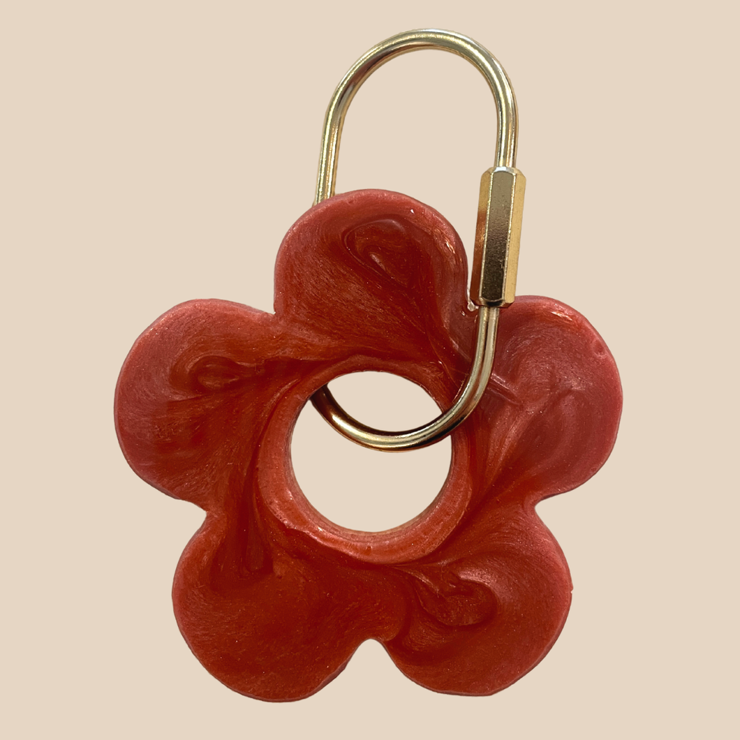 Handmade Daisy Keyring | Red Wine