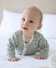 Load image into Gallery viewer, Organic Cotton Growsuit | Forest Green Stripes
