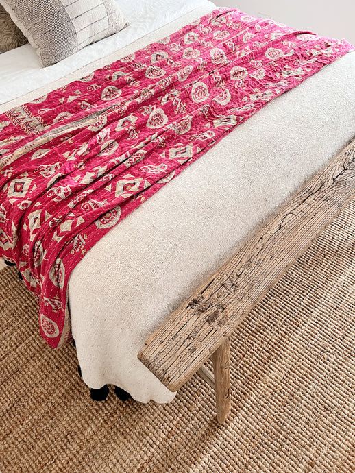 Indian Handmade Vintage Kantha Quilt / Throw Reversible