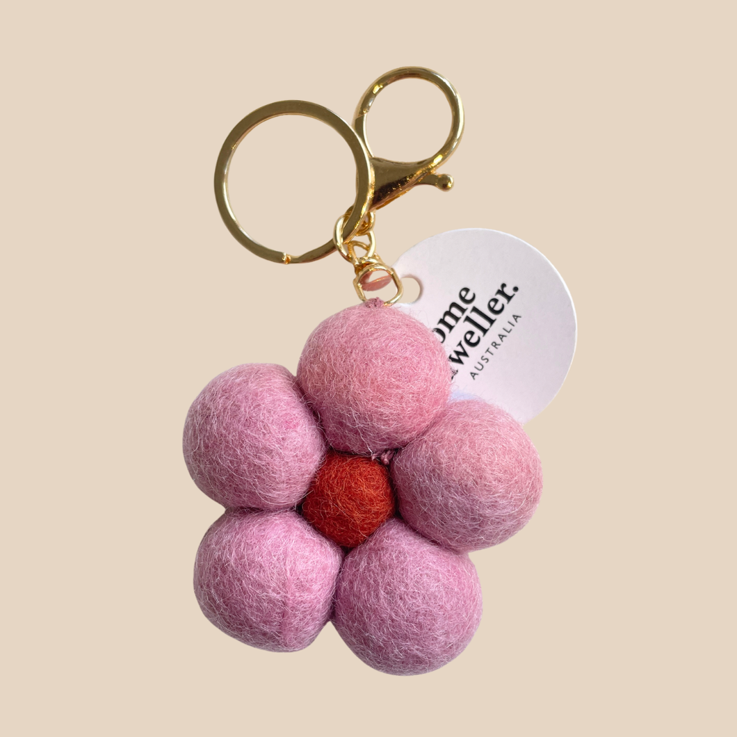 Felt Flower Keychain | Pink
