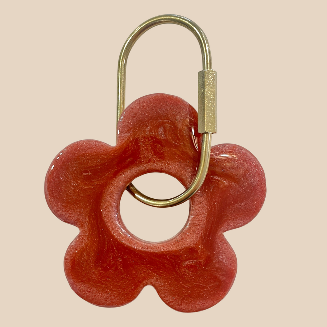 Handmade Daisy Keyring | Burgundy