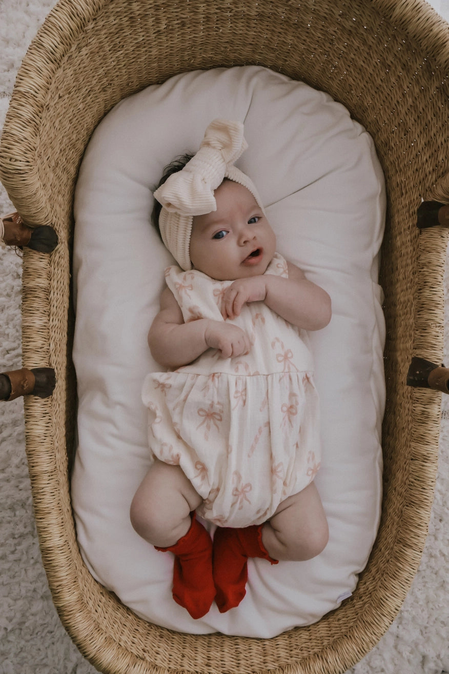 Muslin Bow Candy Cane Romper