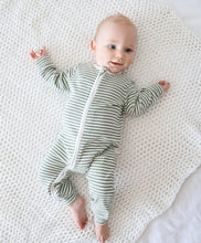Load image into Gallery viewer, Organic Cotton Growsuit | Forest Green Stripes
