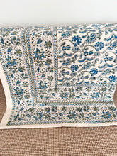 Load image into Gallery viewer, Block Printed Cotton Tablecloth | Green &amp; Blue
