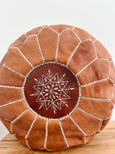 Load image into Gallery viewer, Moroccan Leather Pouffe | Tan ***SECONDS SALE
