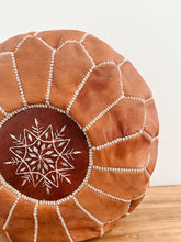 Load image into Gallery viewer, Moroccan Leather Pouffe | Tan ***SECONDS SALE
