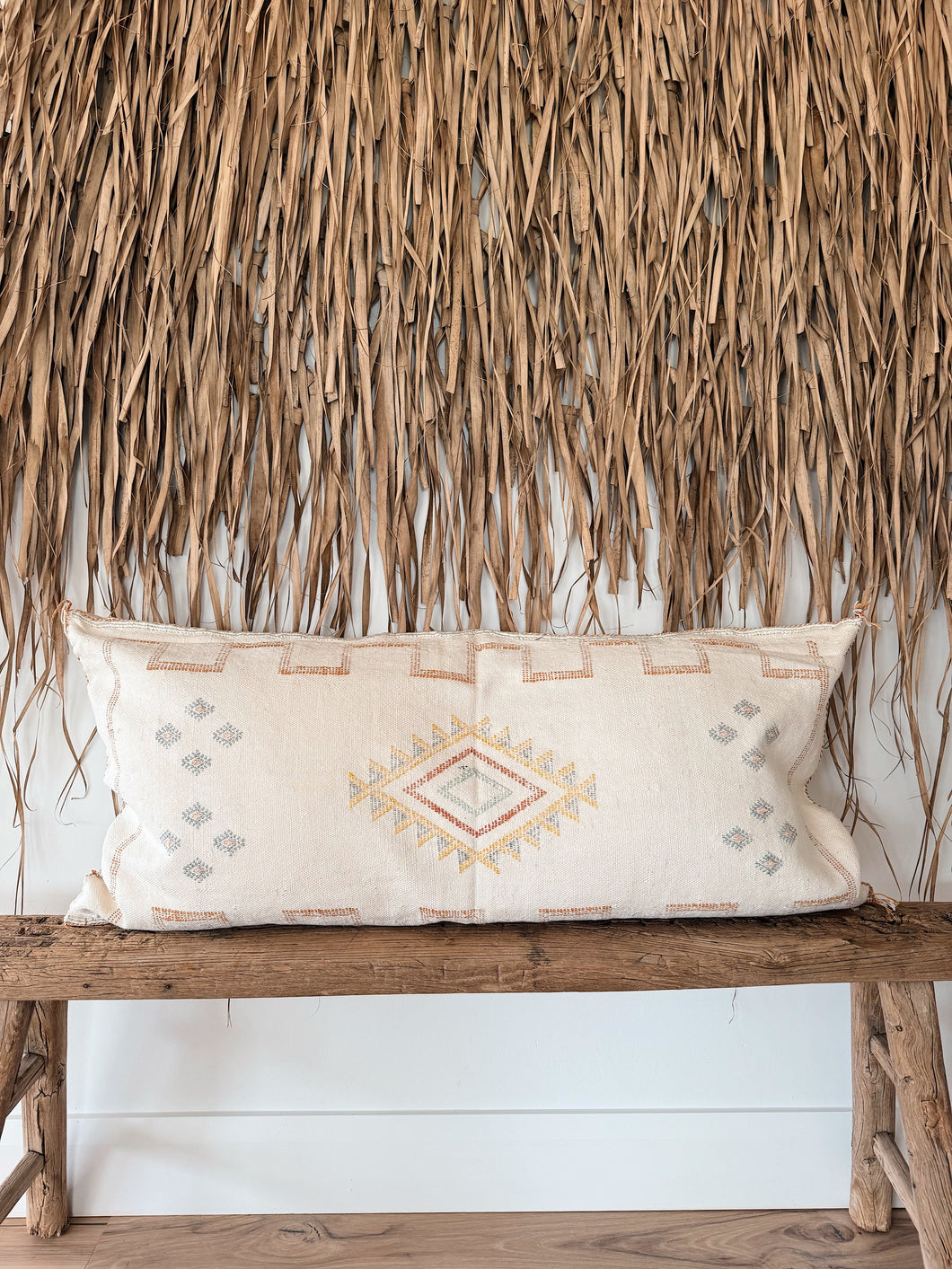 Cactus Silk Lumbar Cushion Cover 100x50 | Ivory