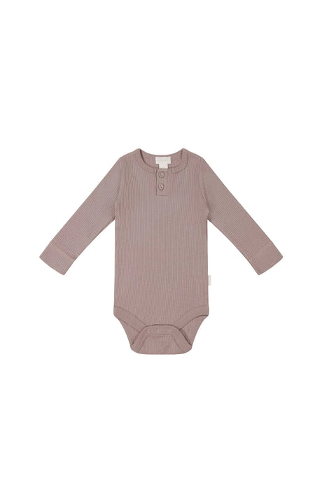 Organic Cotton Modal Long Sleeve Bodysuit |  Mauve Shadow