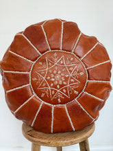 Load image into Gallery viewer, Moroccan Leather Pouffe | Natural Tan
