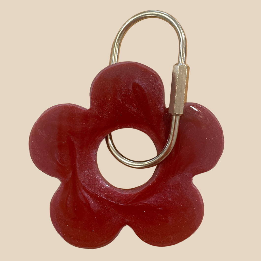 Handmade Daisy Keyring | Burgundy